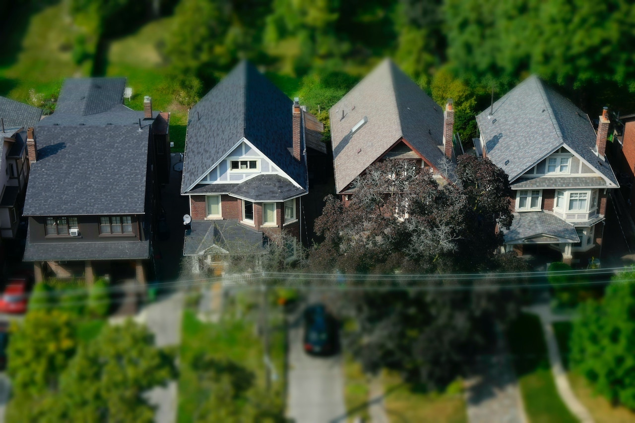 Neighbouring houses in Toronto representing property border disputes and restrictive covenants under the Land Titles Act